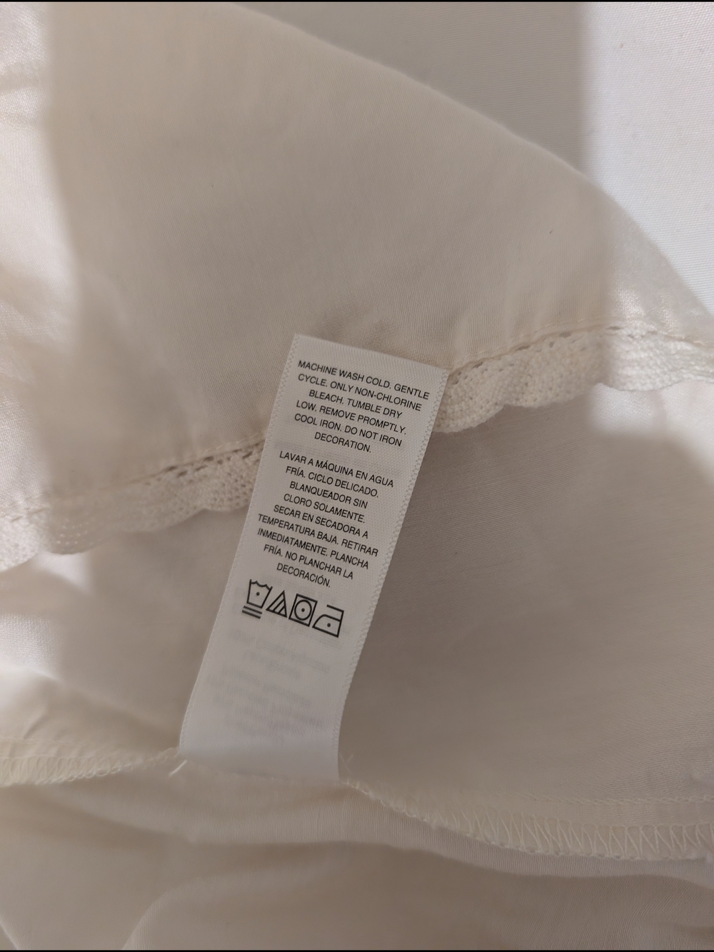 Light Cream Pintuck Lace-Trim Short Sleeve Blouse - Picture 6 of 7